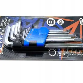 Klucze imbusowe z kulką STAR 9 szt. w uchwycie na kartonie – widok z boku