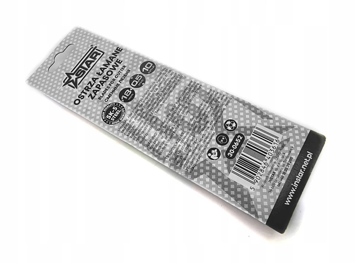 Ostrza łamane STAR 18 mm – tył opakowania z opisem