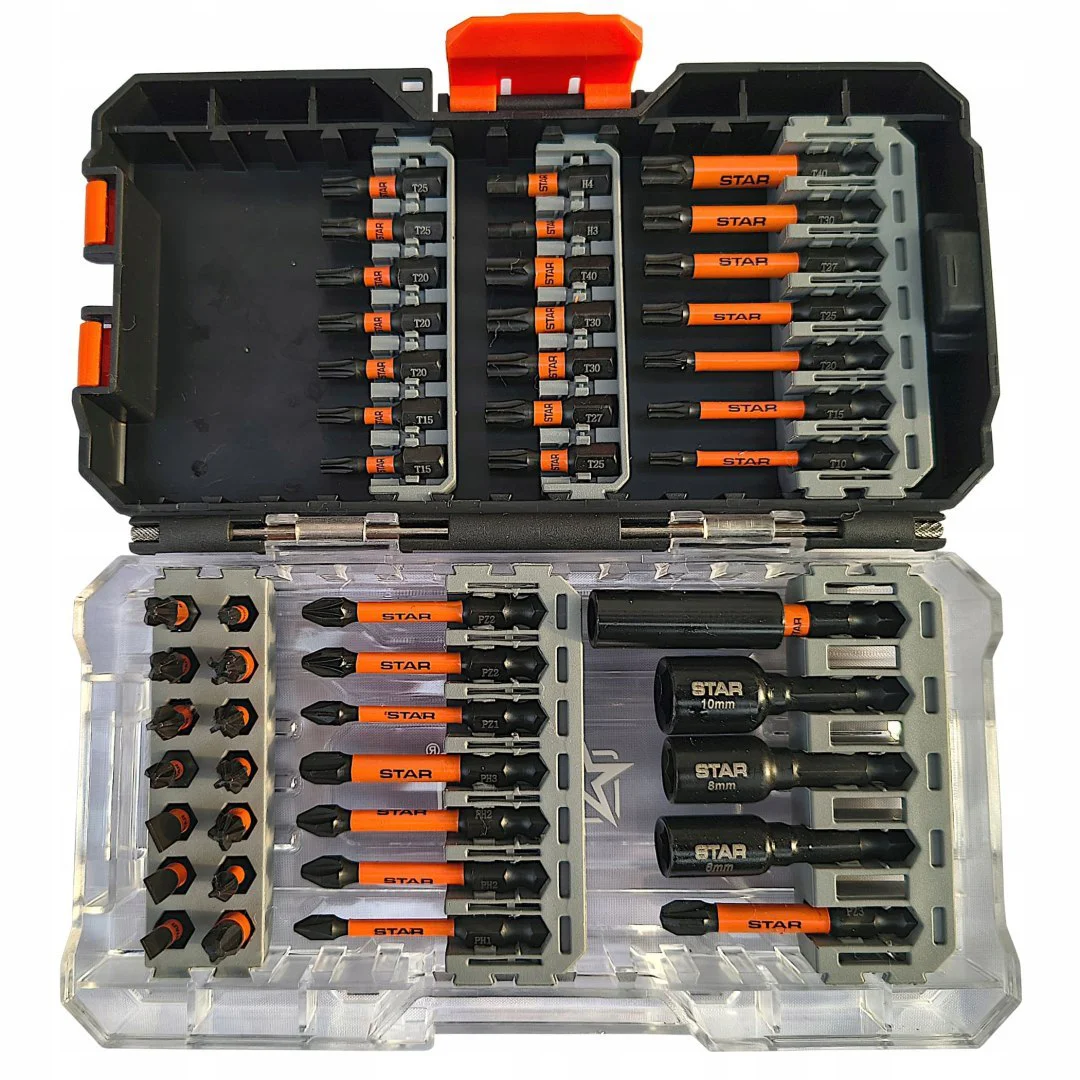 Zestaw bitów STAR 48 elementów w otwartym pudełku