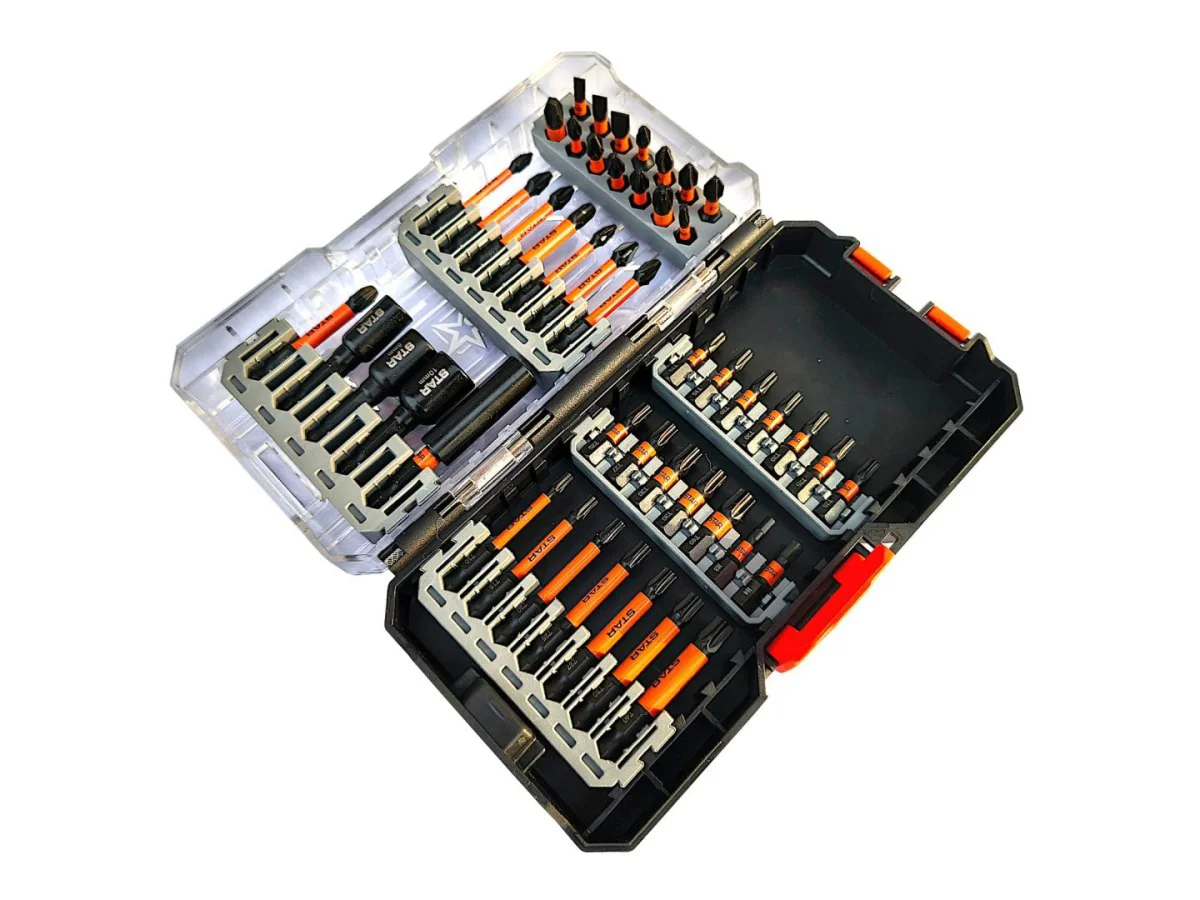 Zestaw bitów STAR 48 elementów w całkowicie rozłożonym pudełku